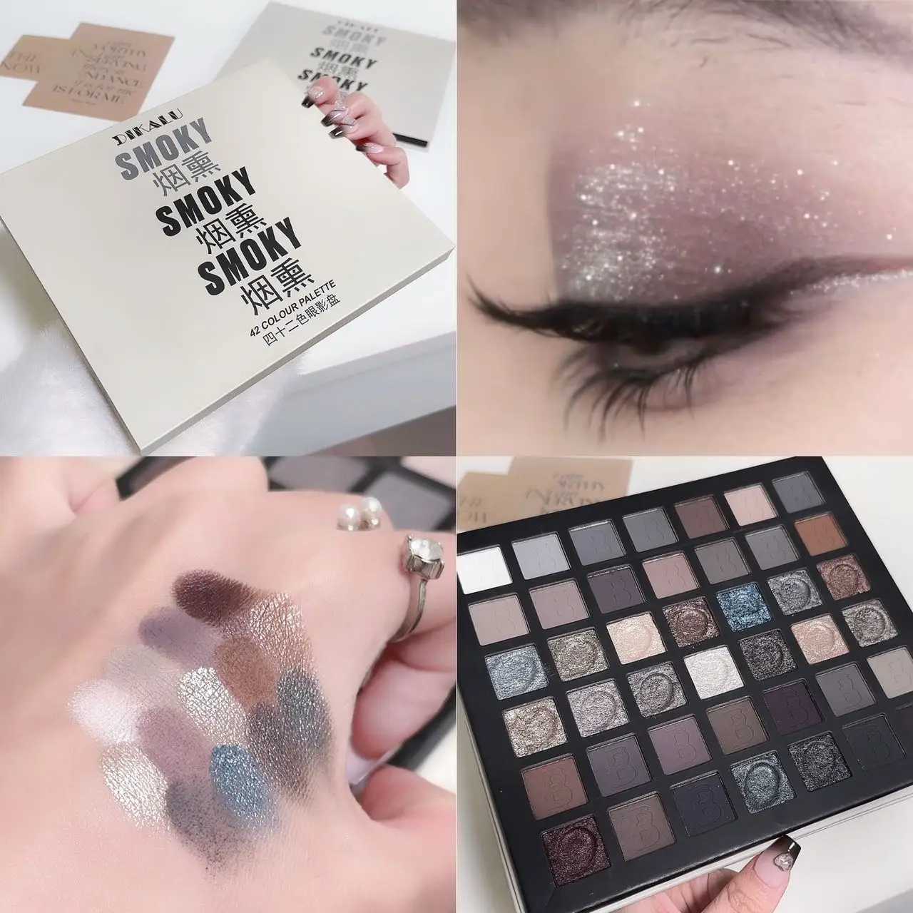 SALE Super Smoked Plate! 42-color eyeshadow palette SMOKY matte pearlescent bright long-lasting color black purple whitXJ250520