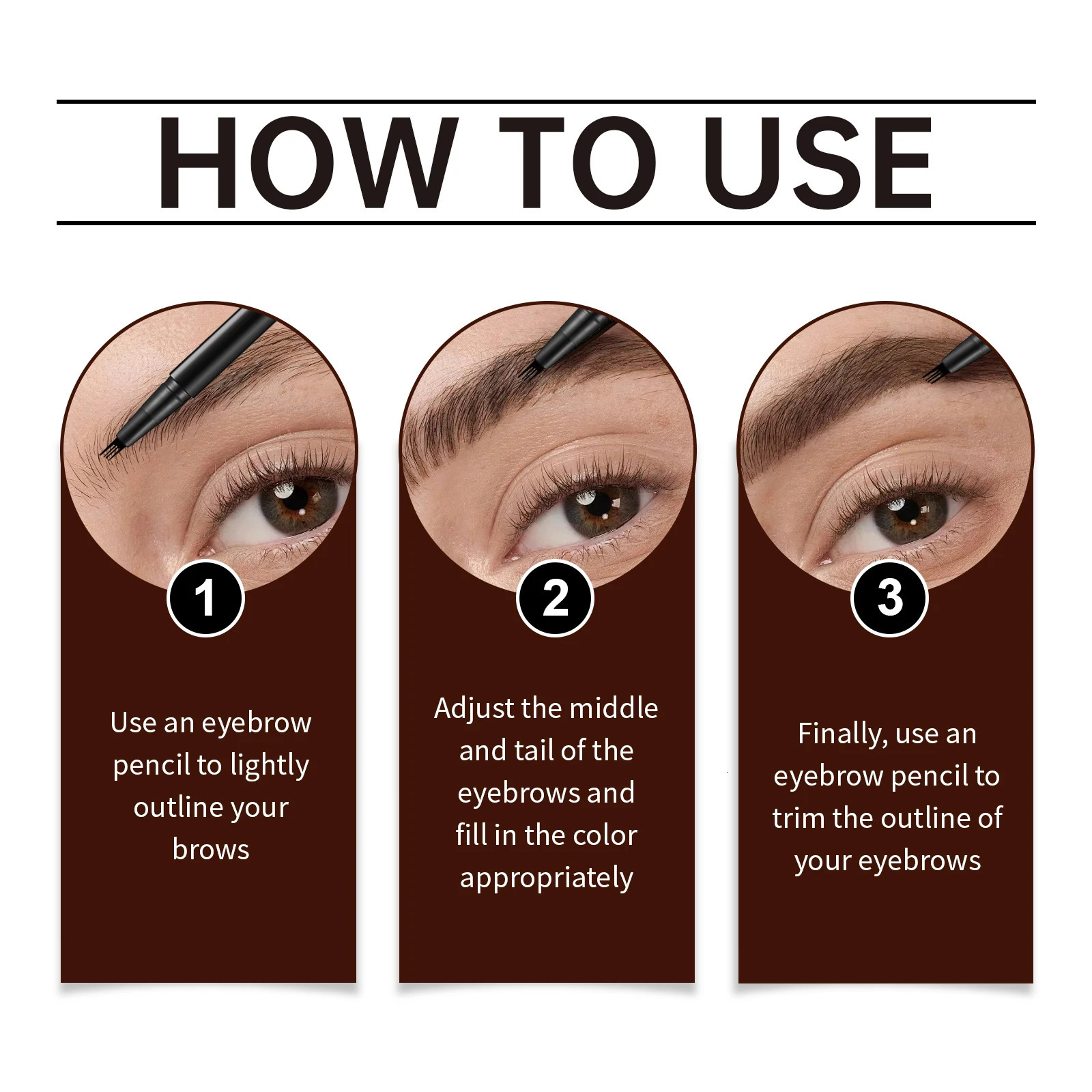 EELHOPE 4 Forks Eyebrow Pencil Long Lasting Eye Makeup Waterproof Sweatproof Natural Brown Black Beauty Makeup Eye Brow Pen 250515