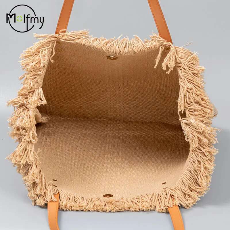 Summer Bags For Beach Tassel Canvas Design Tote Bag Large Capacity Women Commuter Shoulder Handbag Bolsas Para Mujeres
