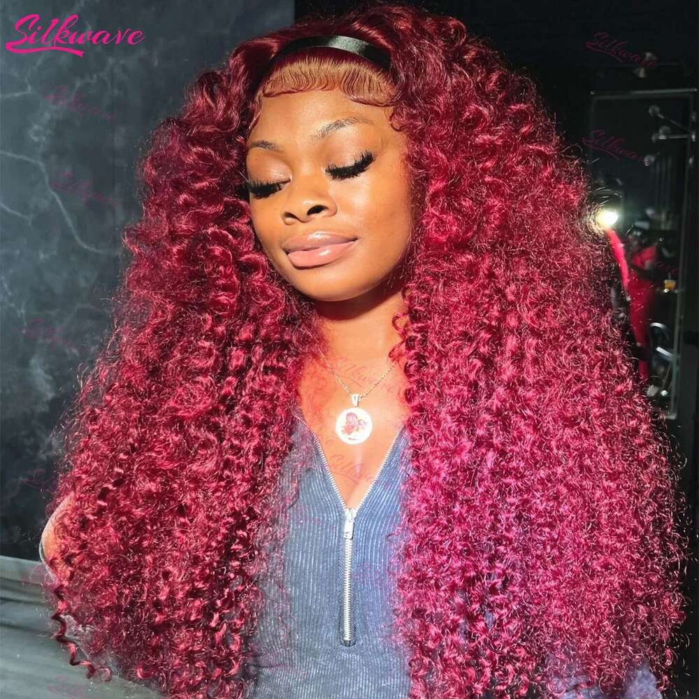 Bury Curly 13x6 Hd Lace Frontal Human Hair 100% Brazilian 13x4 Water Deep Wave 99J Red Colored Wig For Women 30 36 Inch