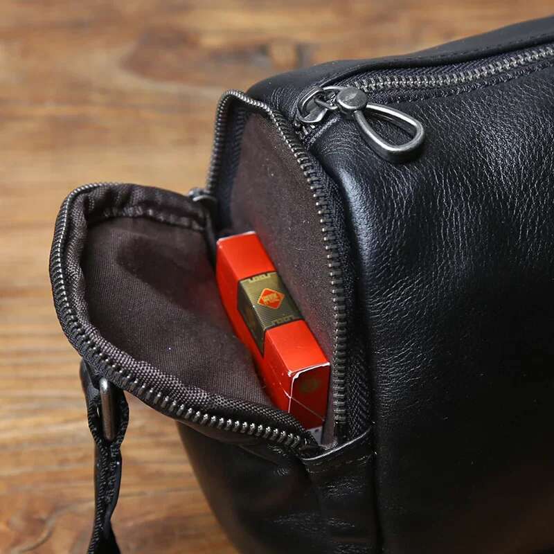 NZPJ Genuine Leather Shoulder Trendy Crossbody Top Layer Cowhide Men's Bag Leisure Postman Bag For 10 Inch Ipad