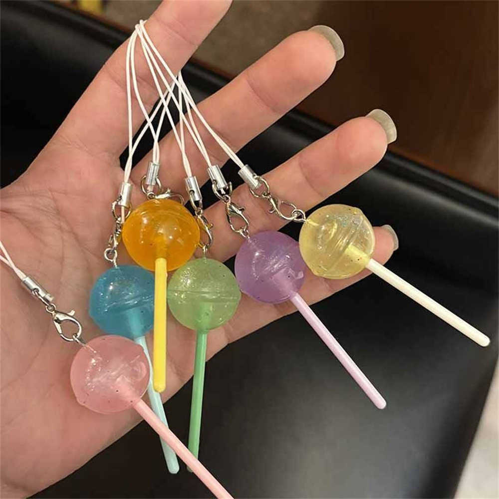 Playful Simulation Lollipop Mobile Phone Rope With Contrasting Colors Dopamine Keychain Creative GuBen Chain Instagram Style Backpack Pendant
