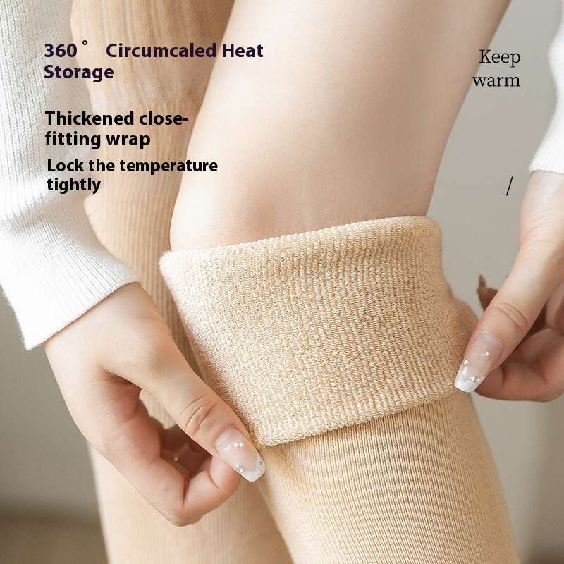 Knee Over For Women, Autumn And Winter Knee Pads With Plush Insulation, Mid Length Socks, Thick Looped Leg Guards, Women's Thigh Socks B5