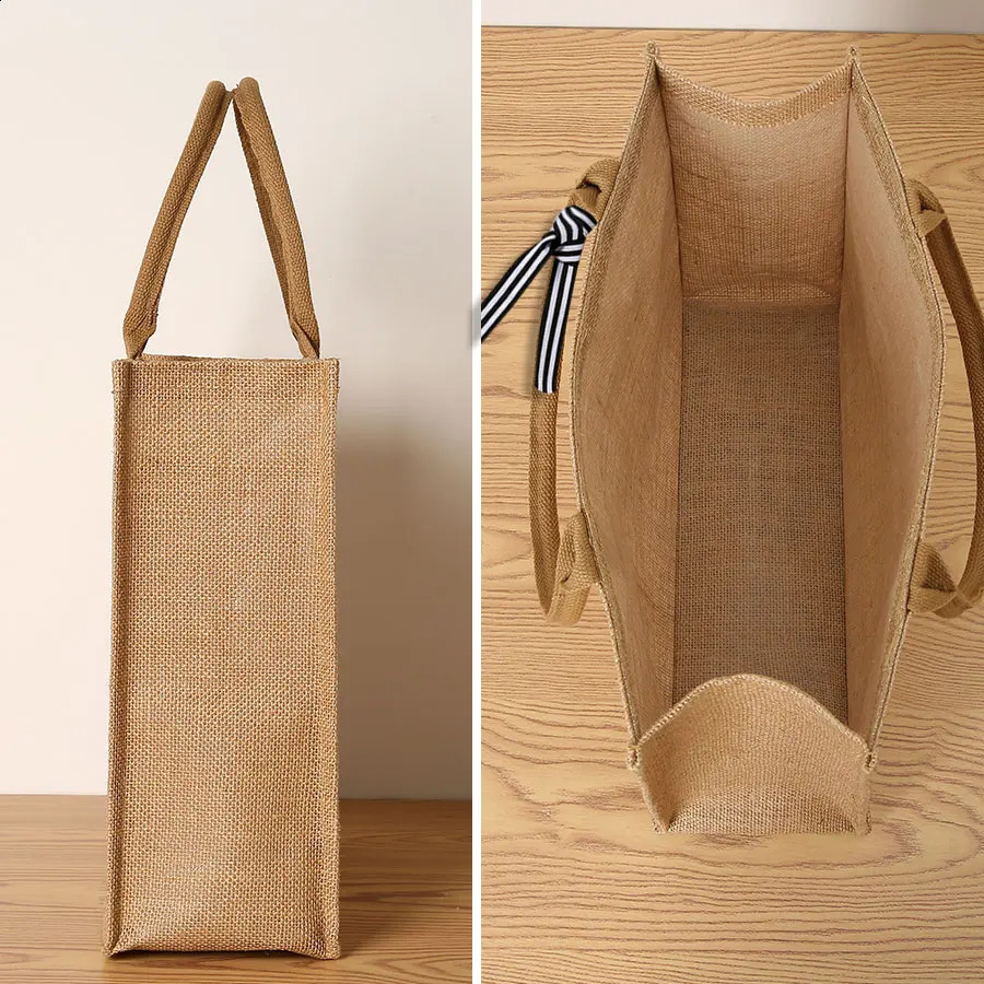 linen tote bag large capacity tote bag bow tie shoulder bag picnic travel storage bag 250516