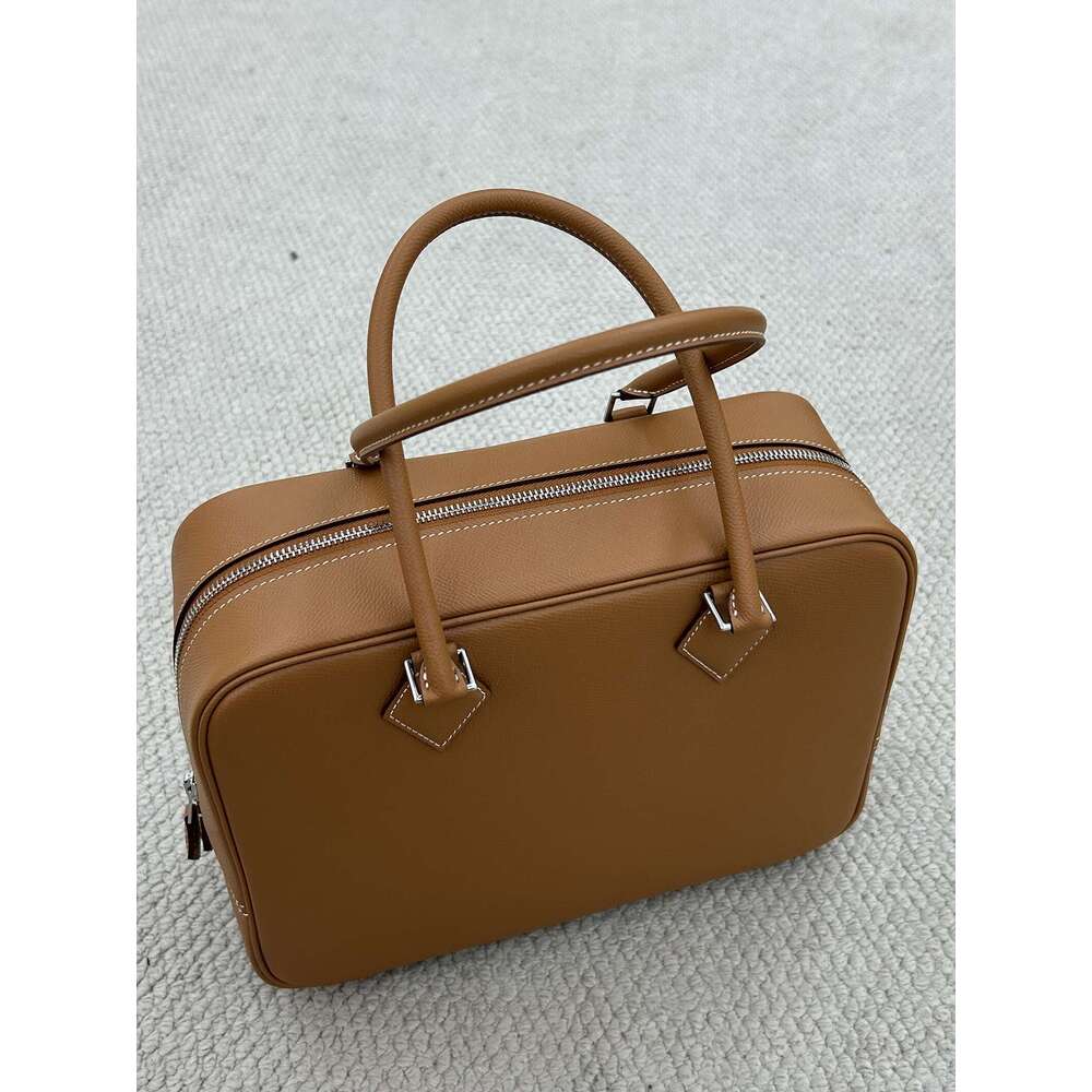 Half handmade Plume Feather Baotou Layer Cowhide Vintage Box Commuter Handheld Leather Women s Bag Steel Hardware