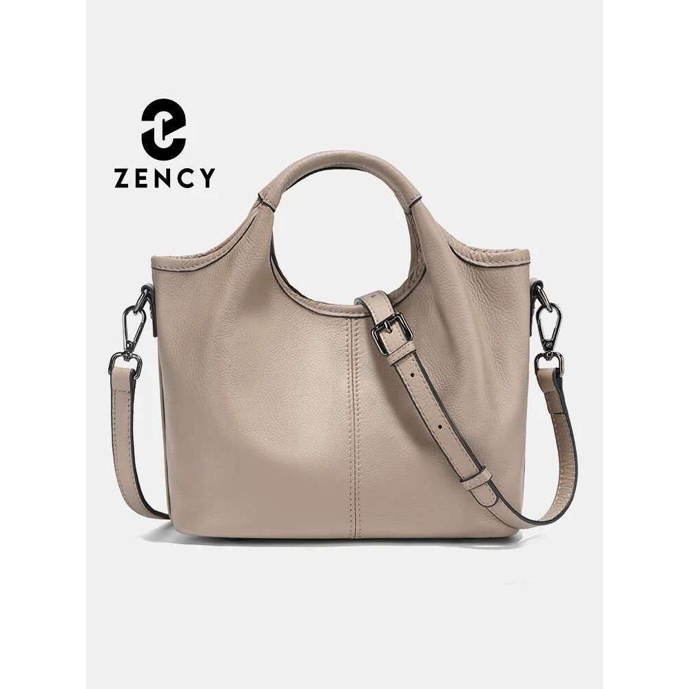 Zency Vintage Leather Shoulder Bag Women Small Designer Khaki Tote Crossbody Hobo Handbag Large Capacity For Shopper