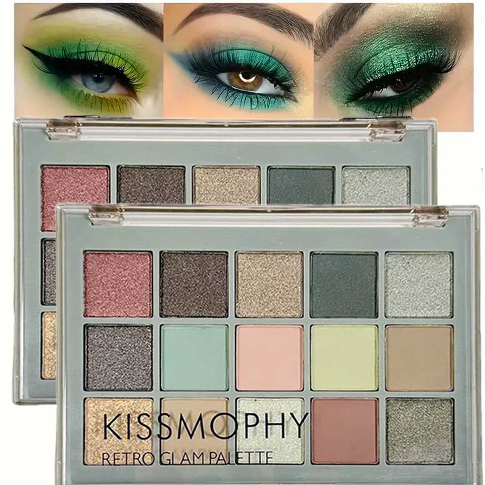 Vibrant 15-Color Eyeshadow Palette Matte Glitter High-Pigment Long-Wear Waterproof Smudge-Proof Bright Bold ShadesXJ250520