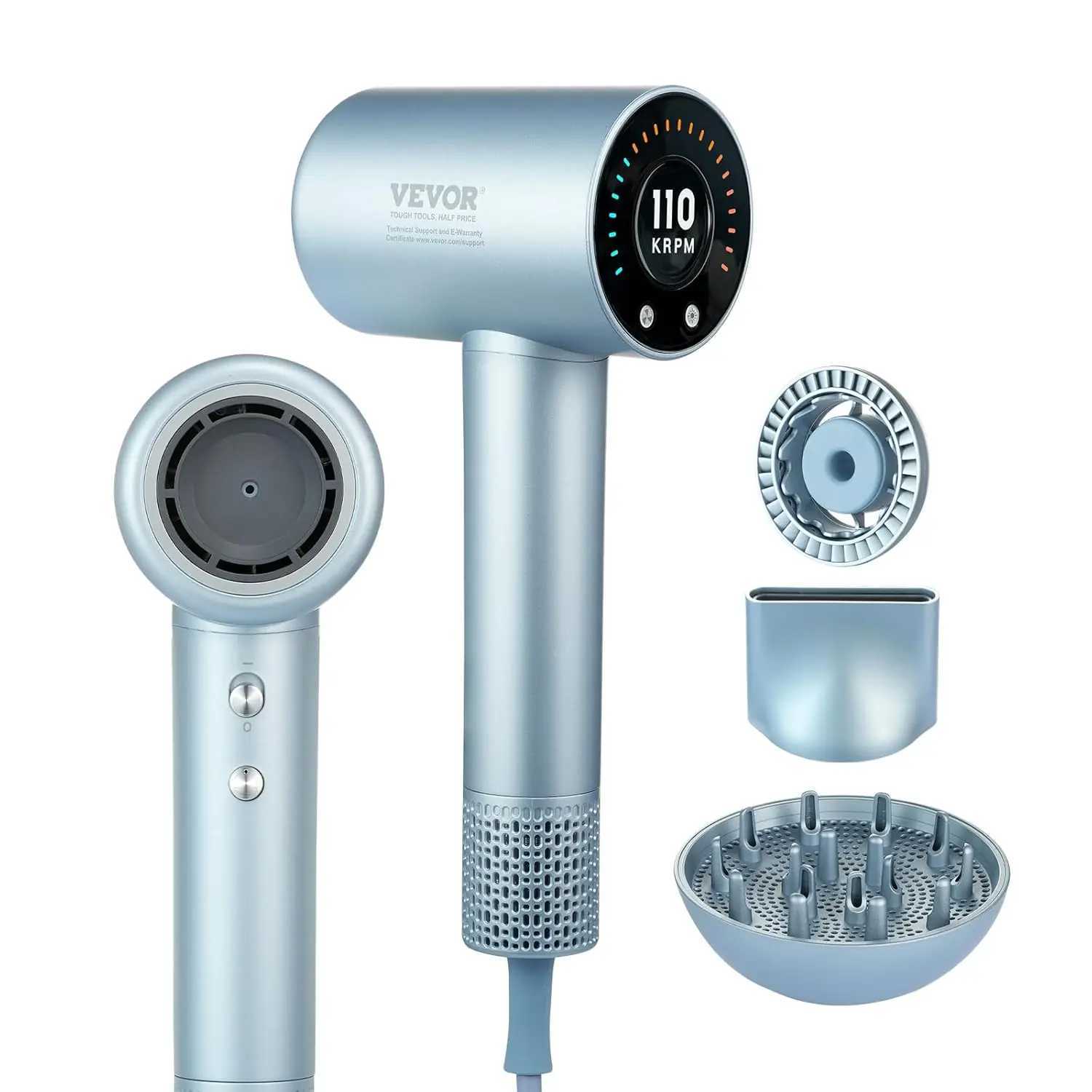 High-Speed Hair Dryer with 105000RPM Brushless Motor 200 Million Negative Ions Hair Blow Dryer 4 Temps 3 Speeds z250520