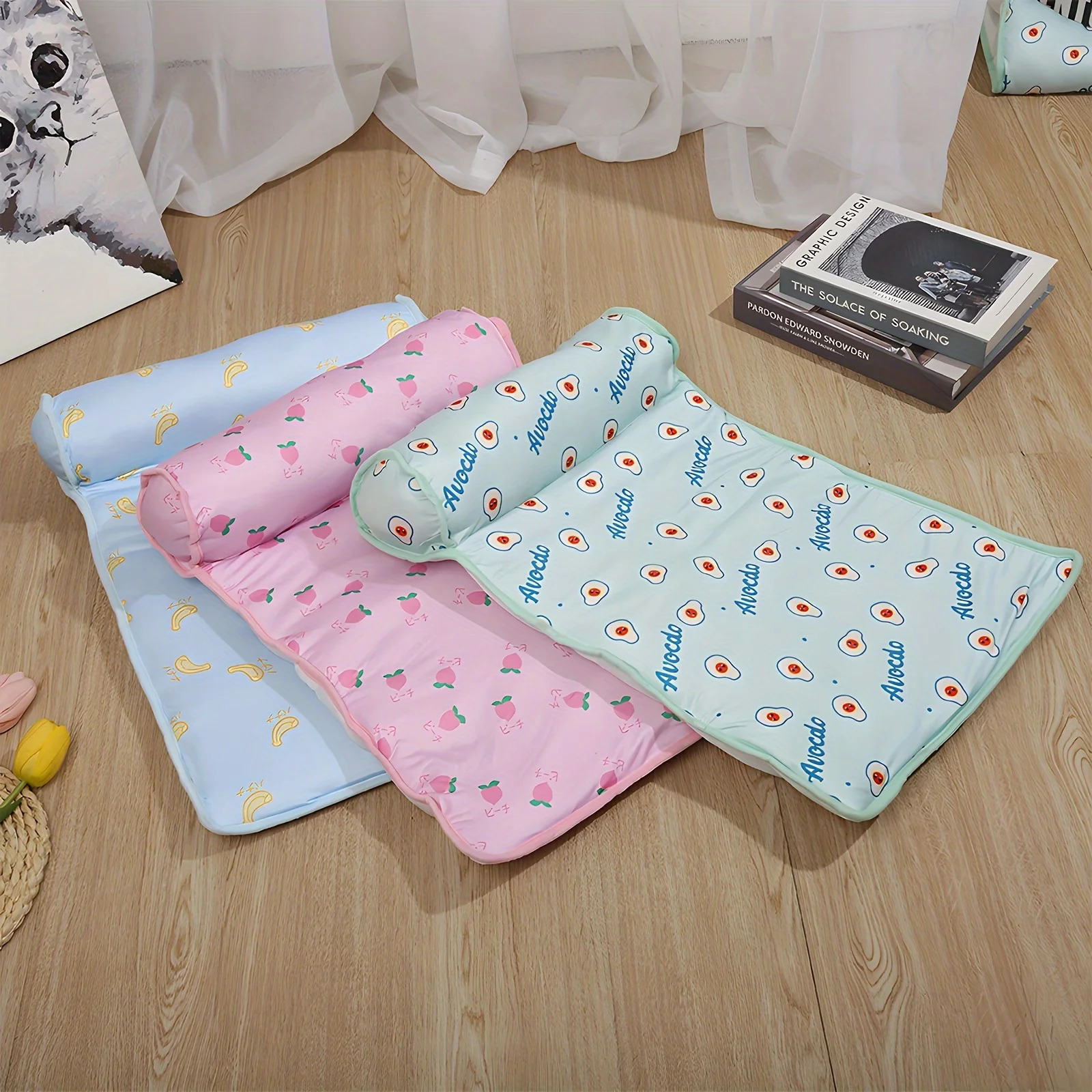 Cooling Pet Mat with Pillow - Non-Slip Comfortable Dog Cat Bed for All Sizes - Ideal for IndoorOutdoor Use Pet Cooling Mat 250519