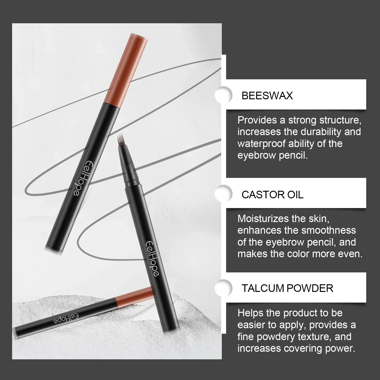 4 Forks Eyebrow Pencil Long Lasting Waterproof No Creasing No Separation Natural Black Dark Brown Liquid Eye Brows Pen 3PCS/SET 250515