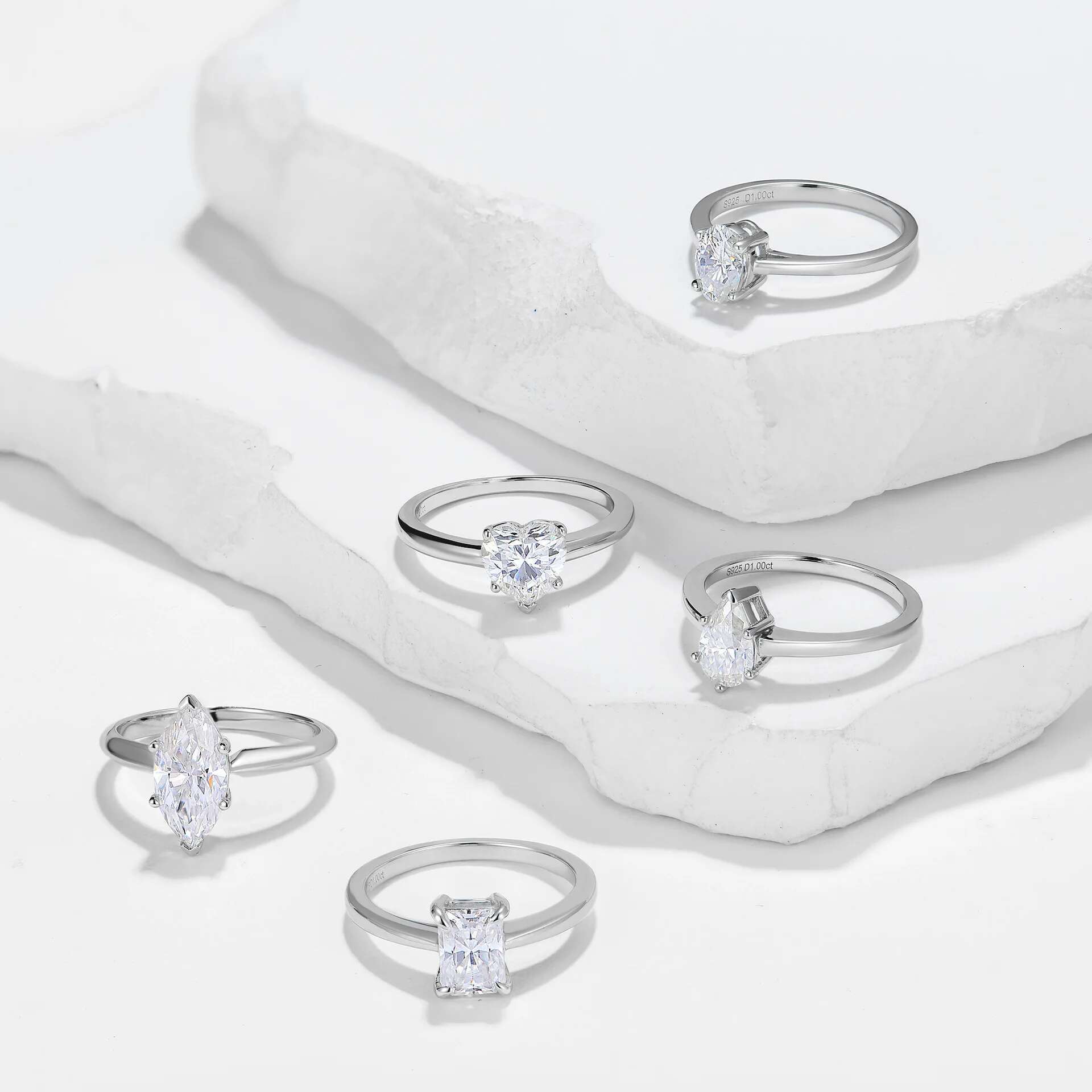 COSFIX Princess Cut Women Moissanite Diamond Pear/Marquise/Oval Cut Moissanite Rings for Women Luxury Four Claws Women Rings