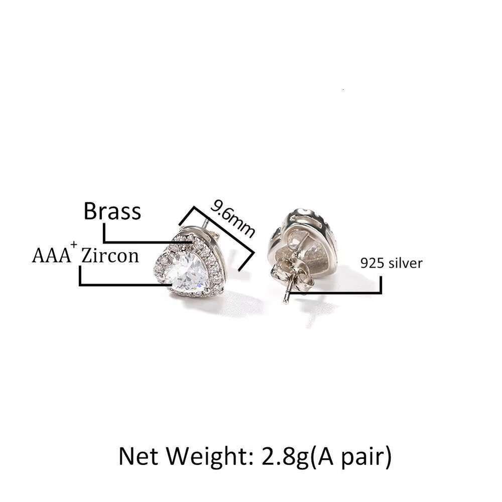 Newly arrived Hip Hop Heart shaped Earnail Decoration Princess CZ Female Screw Back Earrings Rap Singer Jewelry