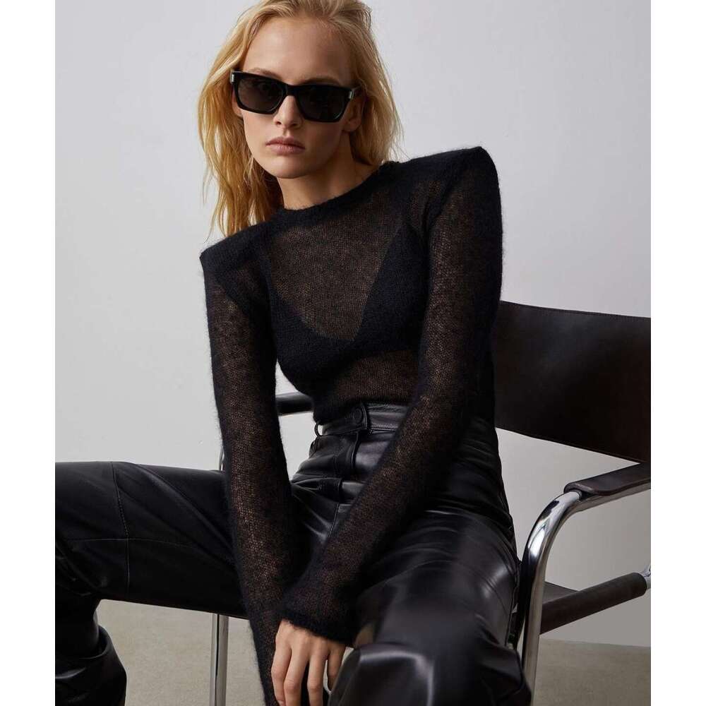 Autumn and Winter Short Hollow Knitted Sweater Women's Solid Color Long Sleeve Top 2025 New Casual Versatile Fashion Clothing