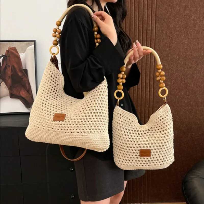 Beach Summer Bag for Women Mesh Woven Shoulder Bag Adjustable Strap Handbag Large Capacity Hobo Bag for Travel Vacation M250520