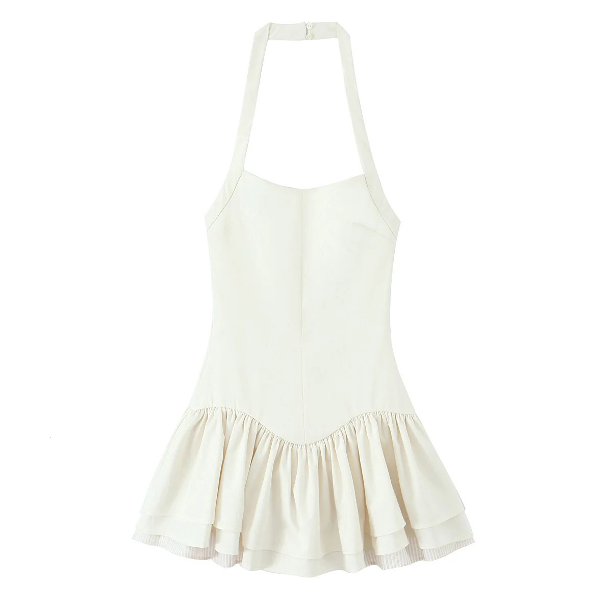 European and American style summer pure desire slimfitting halter neck backless layered dress 250520