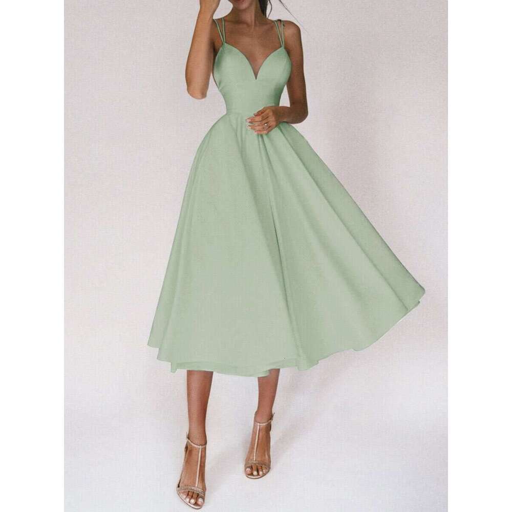 2025 Spring Summer European and American Women's Multi Color Strap Sexy Big Swing Dress New Casual Fashion Trendy Clothing