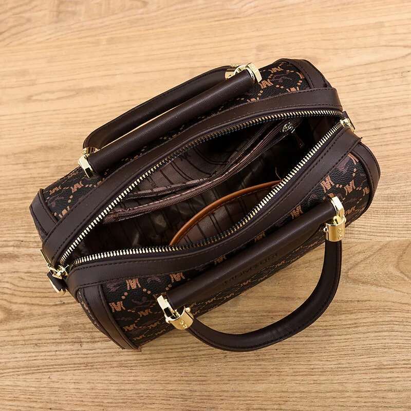 2024 New Fashion Boston Women's High Quality Printed Leather Pillow Shoulder Bags Handheld Classic Retro Crossbody Bag