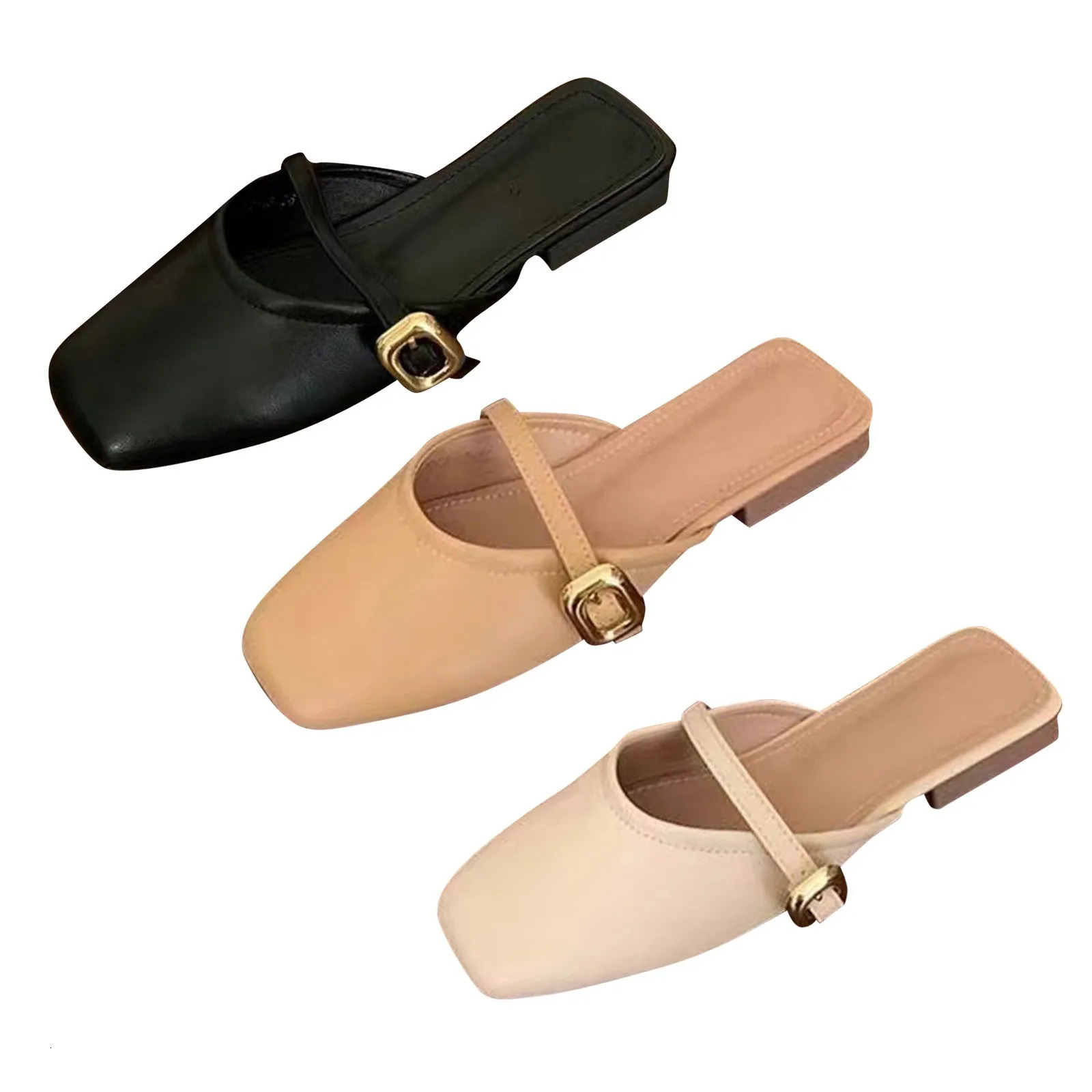 Summer French Gentle Baotou Half Slippers Women Casual Versatile Flat Bottom Shallow Mouth Single Shoes For Women 250519