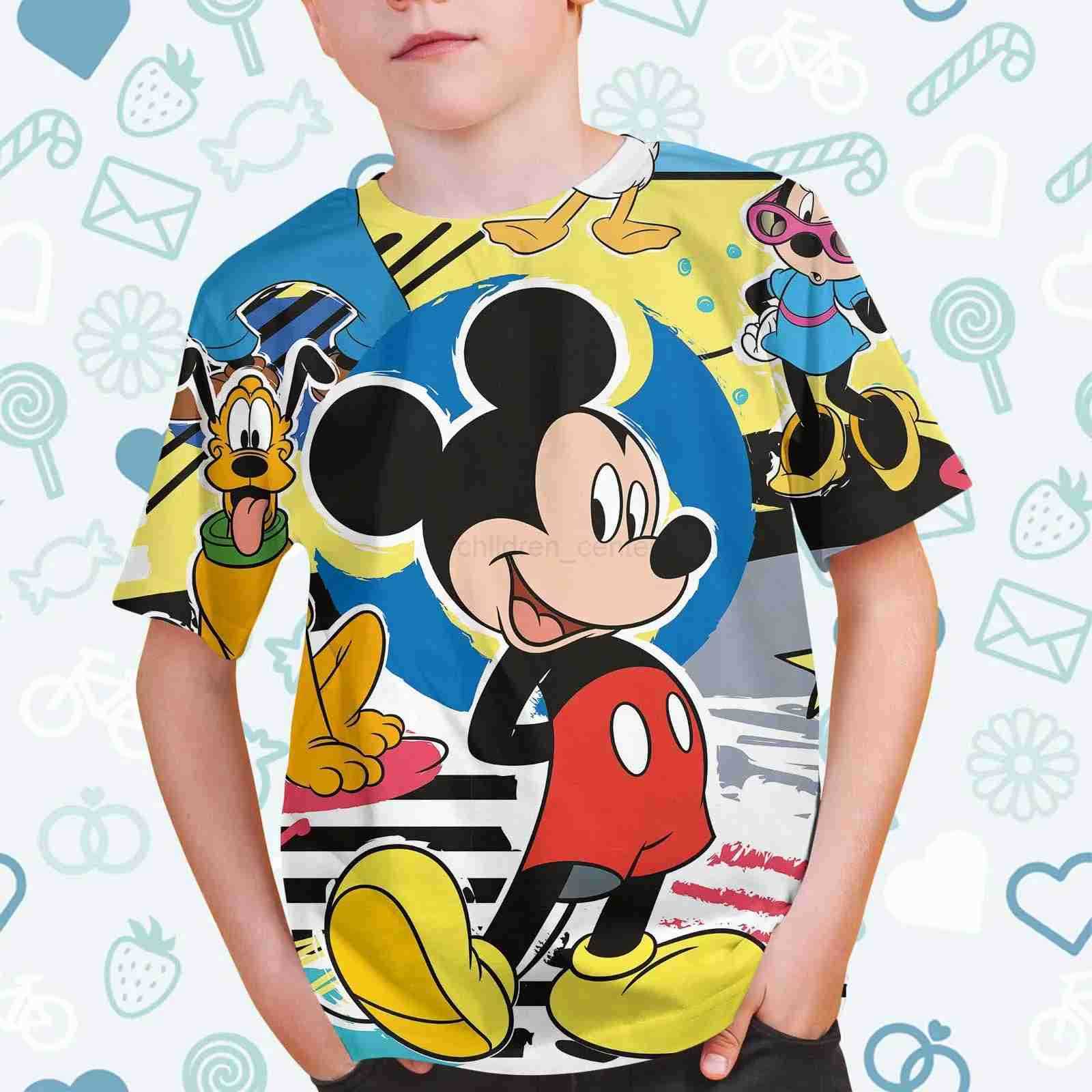 2024 Summer Casual Disney Mickey Mouse Donald Duck 3d Print Tshirt Boys Girls T-Shirt Children Streetwear Tee Tops Cartoon W250520