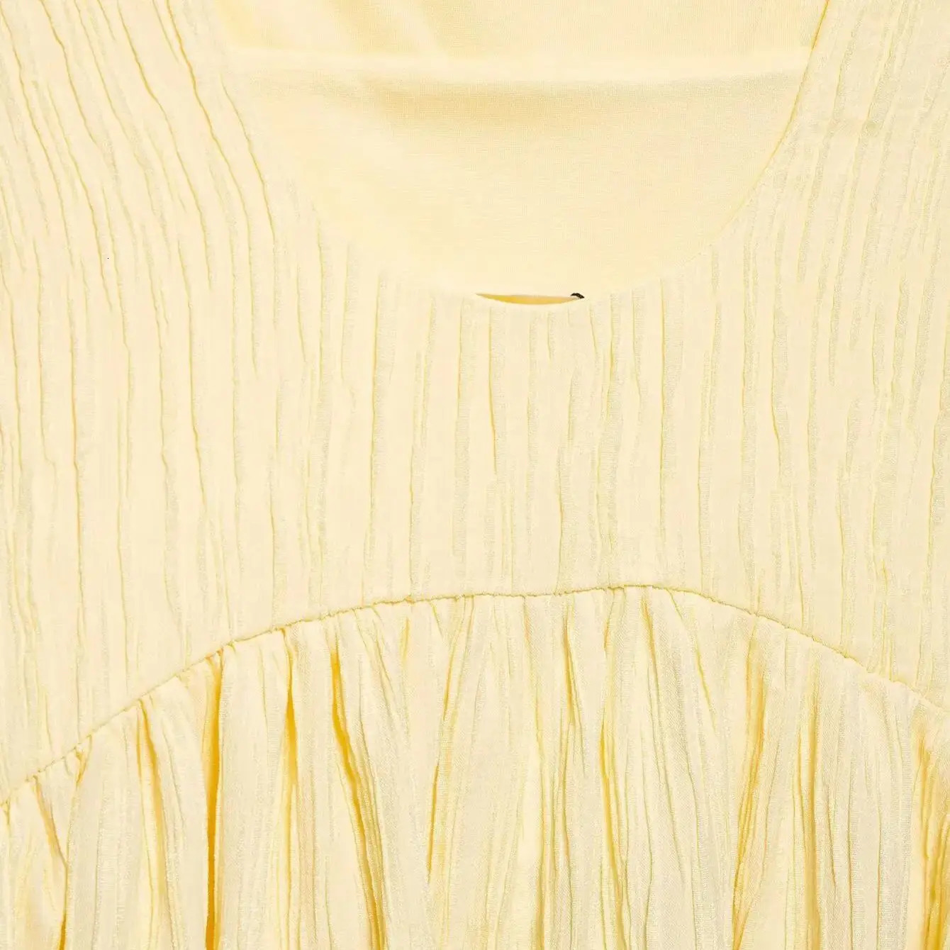 ZBZA Women Pleated Midi Dress Square Neck Halter Back High Waist Zipper Aline Suspender Spring Summer Female Chic Top 250520
