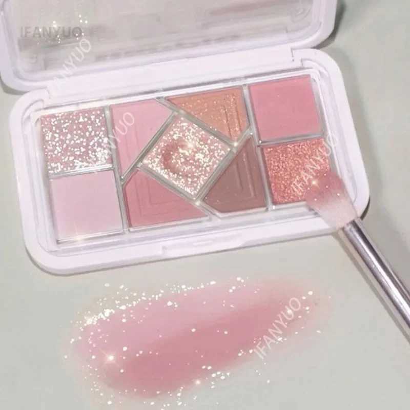 Nine-Color Eyeshadow Palette Blush Highlight Makeup Pearly Highgloss Shimmer Pink Brown Earth Color Fine Sequins Eye ShadowXJ250520