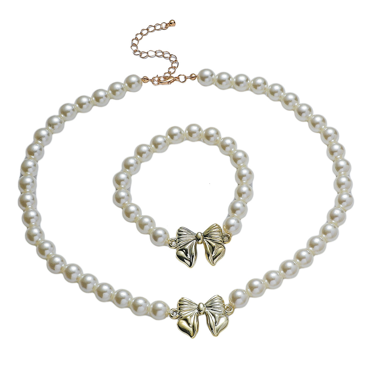 New bow age reducing imitation pearl necklace, version, Korean sweet girl bead necklace set