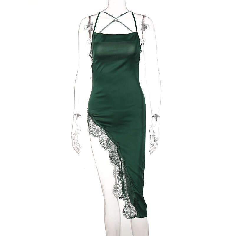 Halter Dress Women S New Summer Fashion Sexy Open Back Slim Fit Lace Hanging Dress For Women Maxi Dress