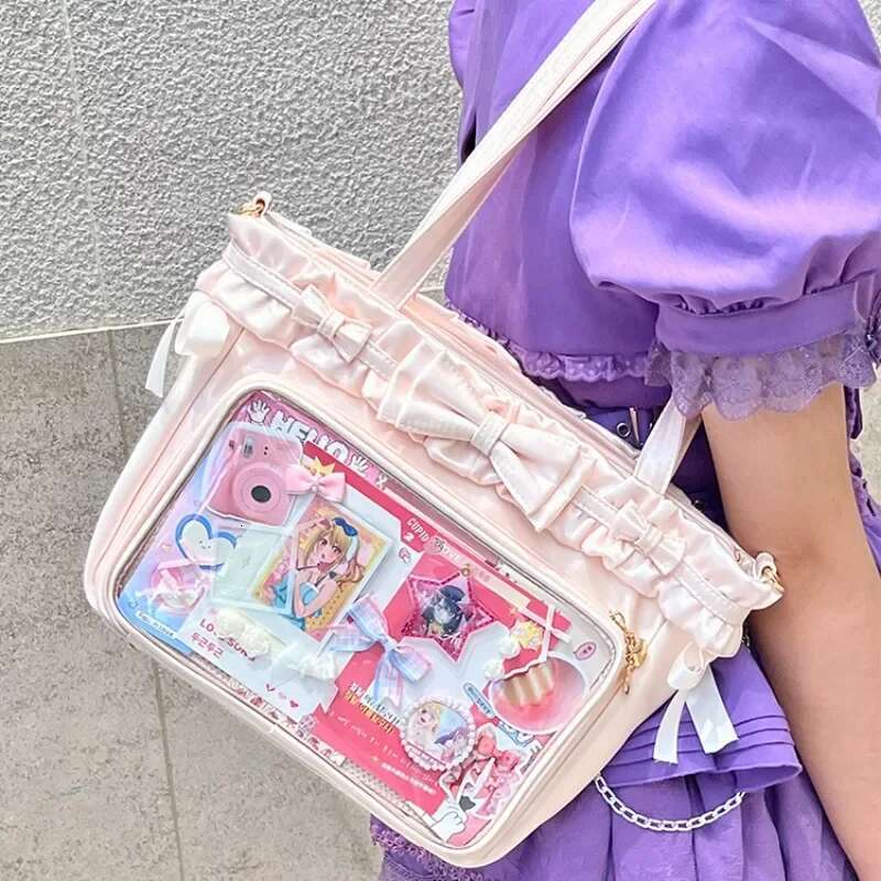 Bow Ita Bolsos Mujer Large Capacity Transparent Bag Lolita Tote Sac Femme Shoulder Bags for Woman Underarm Bolso