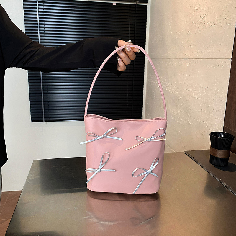 Free Delivery Designer Bag Large Capacity For Women 2025 Simple And Versatile Bow Shoulder Texture Bucket Commuter Tote Bag Luxury Bag