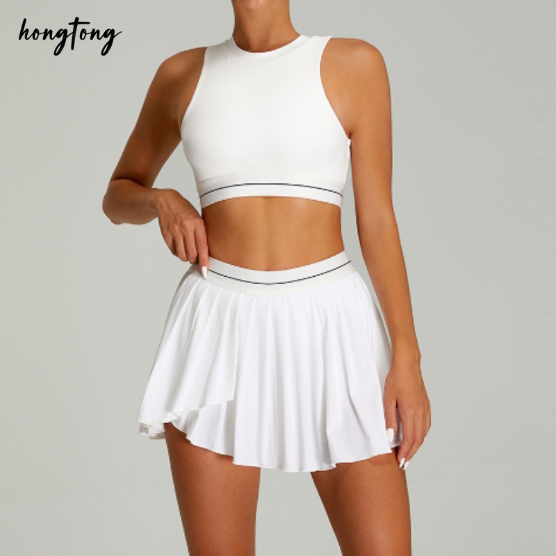 Golf gym sets tennis uniforms set women yoga skirt sleeveless bra outdoor sports breathable skinny two piece set moisture wicking athletic outfits siz