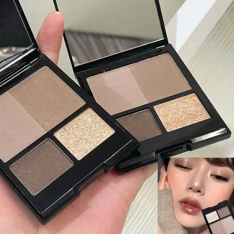 New 4-Color Eyeshadow Palette Earth Brown Matte Glitter Eyeshadow Natural Brighten Pearlescent Shimmer Eye Shadow Makeup PaletteXJ250520
