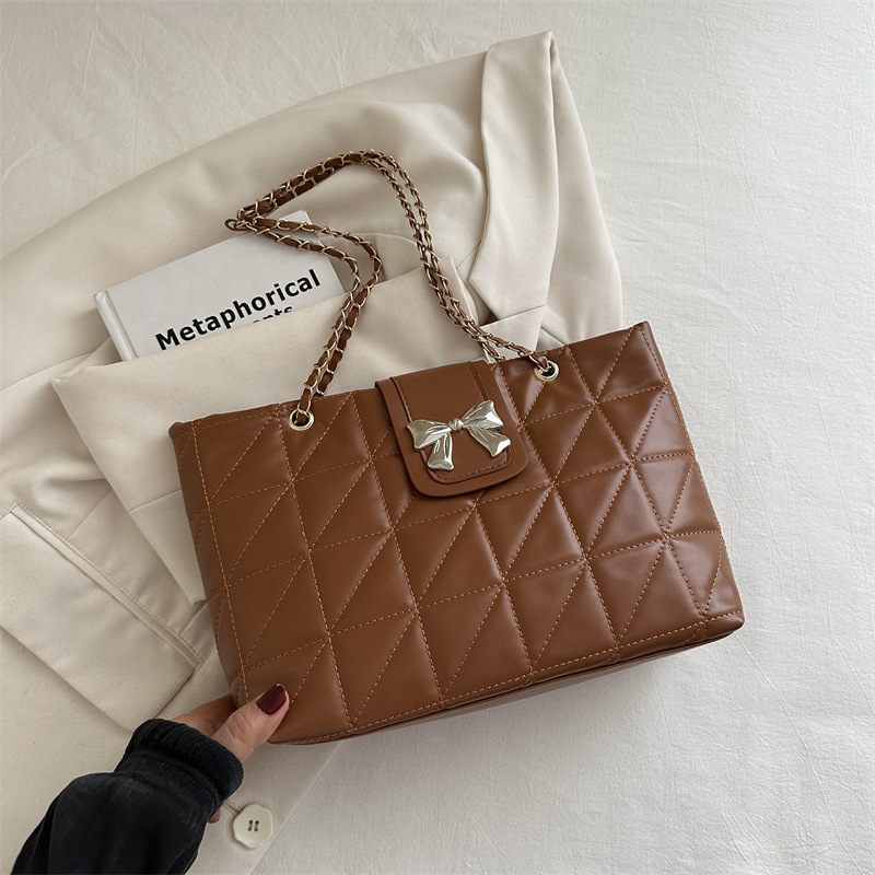 Free Delivery Designer Bag Premium Soft Diamond Grid Chain Capacity Tote 2025 New Trendy And Versatile Shoulder Large Luxury Bag