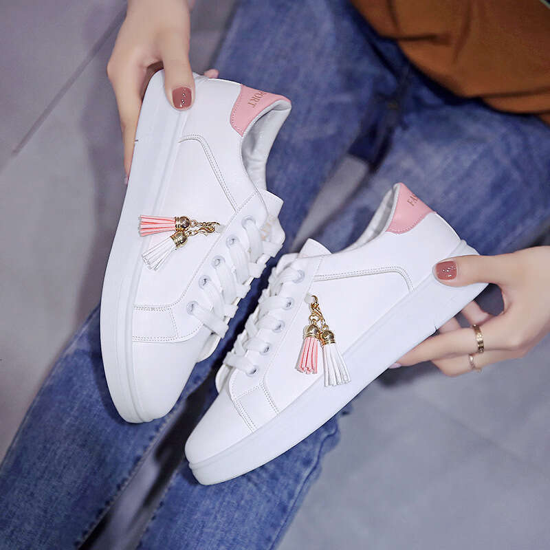 Leather faced white women's summer breathable running student Korean version casual sports board shoes, low cut flat shoes