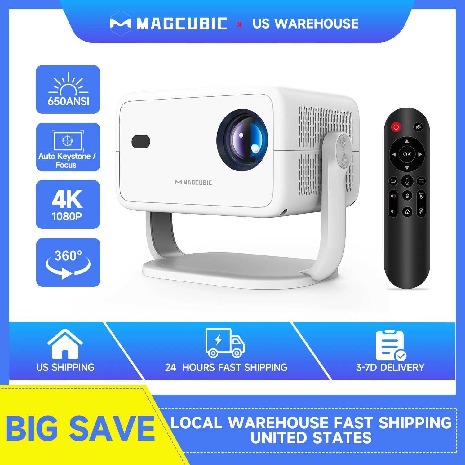 650ANSI L018 Projector 4K Native 1080P Auto Focus Keystone Correction Android11 BT5.2 WIFI6 360 Portable Home Cinema R250520