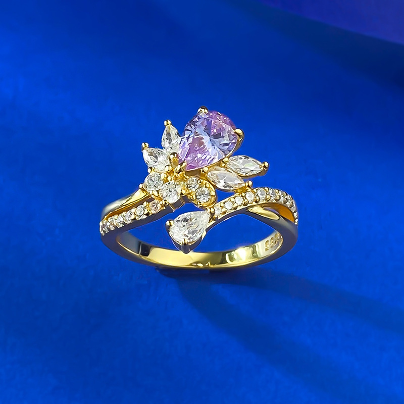 New S925 Silver 5*7 Purple Gemstone Ring - Elegant "Purple Aura" Design, Unique and Sweet, Perfect for Special Occasions
