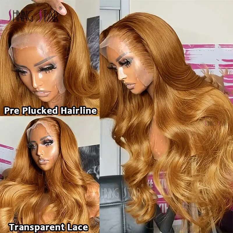 Ginger Blonde Human Hair Wigs For Women 13X4 Body Wave Hd Front Pre Plucked Brazilian Curly Lace Frontal Wig