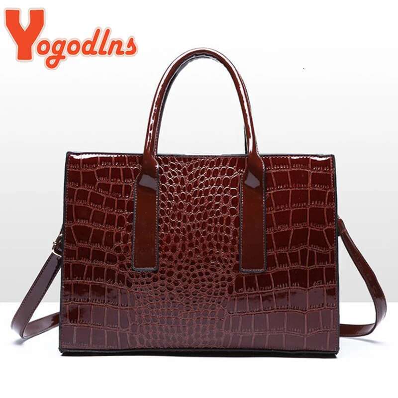 Yogodlns Crocodile Pattern Handle Women PU Leather Handbag Large Capacity Shoulder Brands Crossbody Bag Winter New Purse