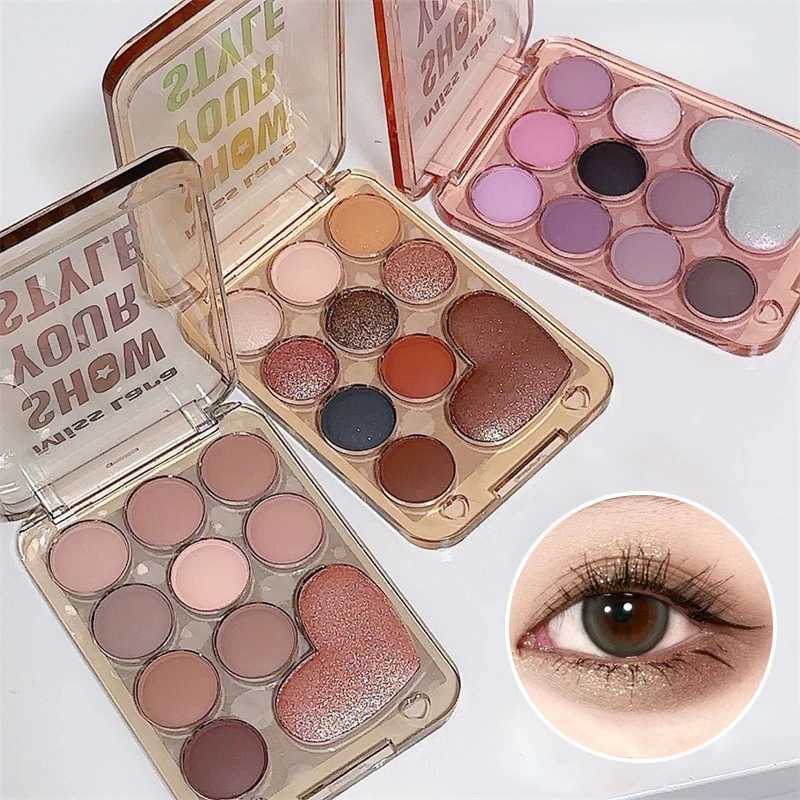 10 Color Love Eyeshadow Palette Velvet Matte and Shimmer Effect Pink Brown Eye Shadow Plate Create A Multi-Functional MakeupXJ250520