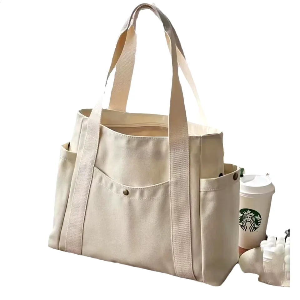 Large Capacity Canvas Tote Bags for Work Commuting Carrying Bag College Style Student Outfit Book Shoulder Bag 250516