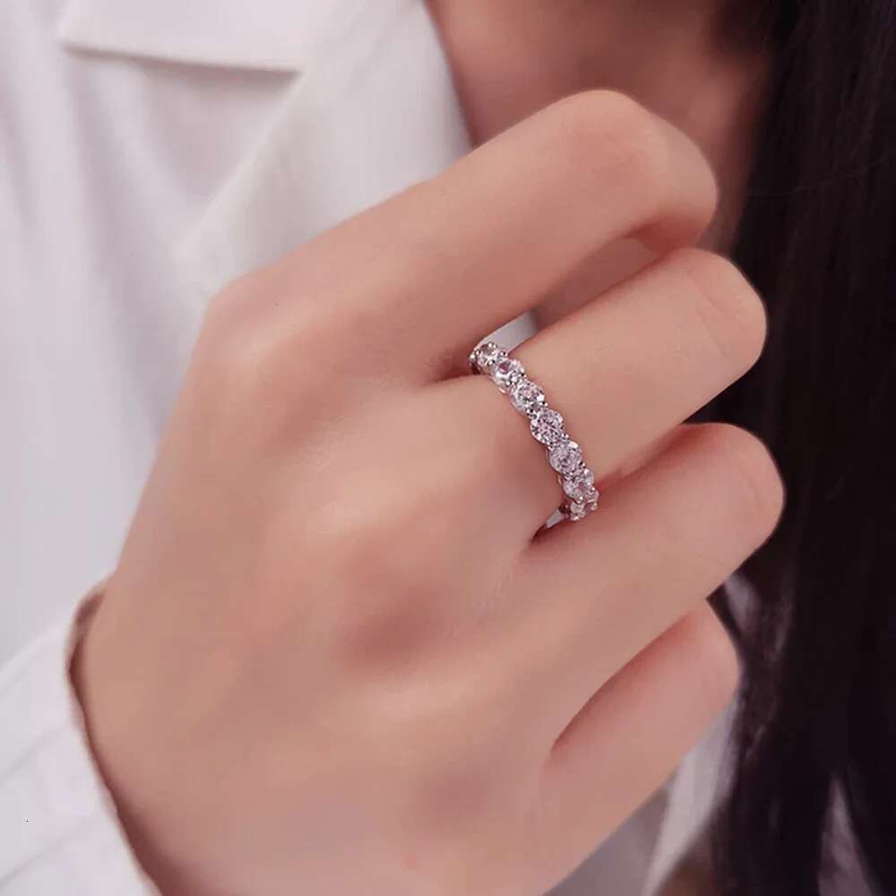 3mm D Color Moissanite Ring 925 Sterling Silver Full Circle Lab Created Diamond Wedding Band Eternity Engagement Rings For Women