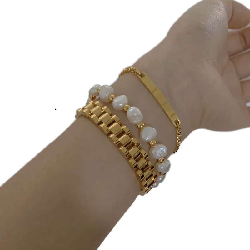 Autumn Cold Stainless Steel Gold Plated Watch Chain Bracelet
