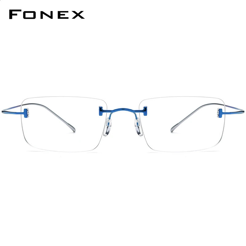 FONEX Glasses Frame Men n Rimless Square Eyeglasses HighQuality Frameless UltralightWeight Eyewear 85871 250515