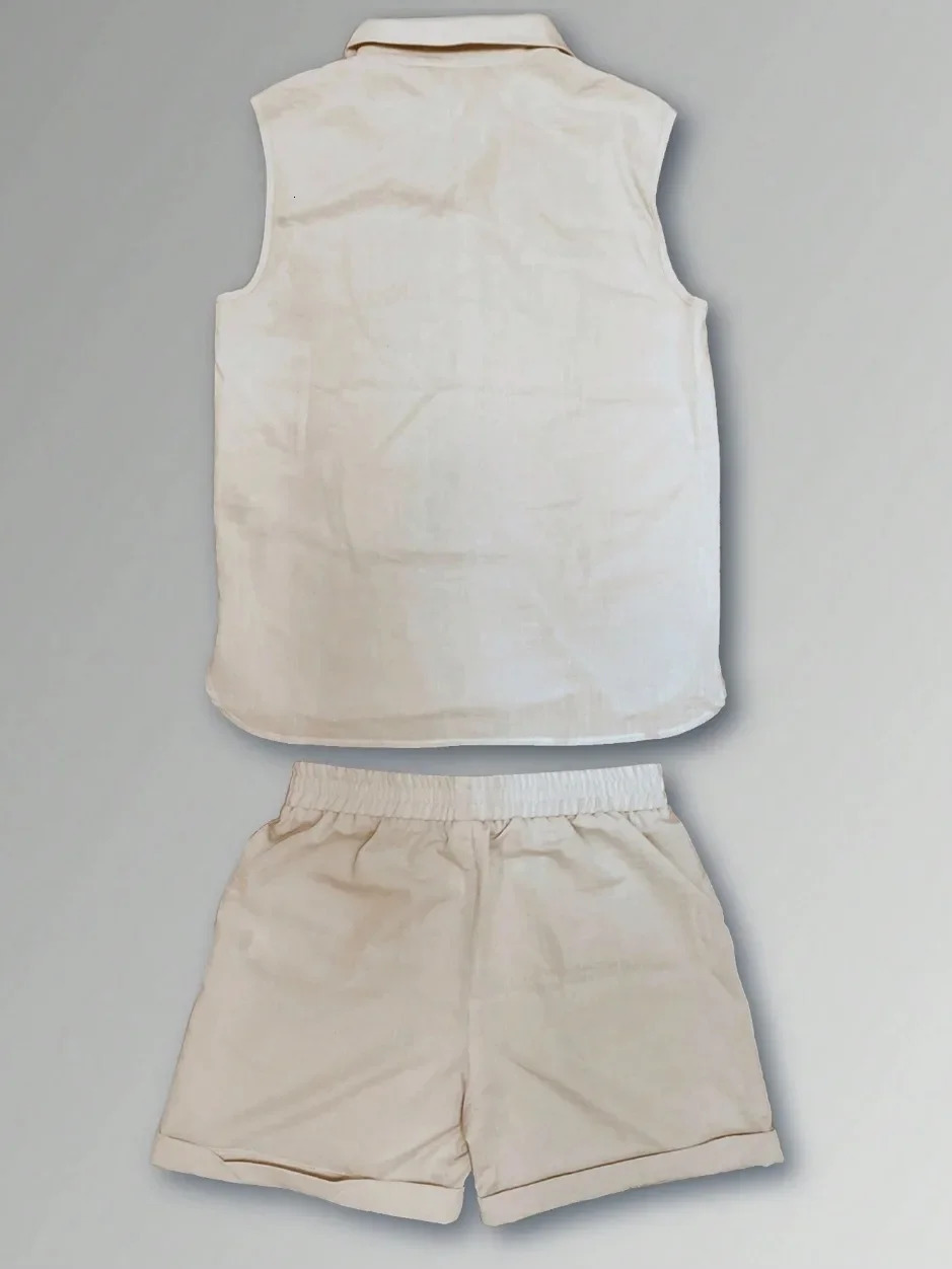Sexy and fashionable European and American mens casual cardigan vest set in cotton and linen style 250519