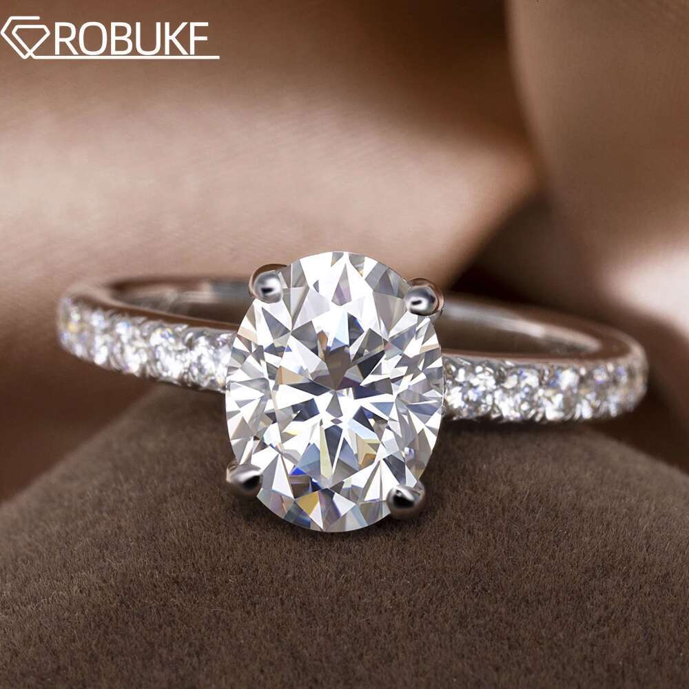 Oval Cut Moissanite Rings for Women 1-3ct D Color VVS1 Lab Diamond S925 Sterling SilverPass Diamond Test Wedding Band With GRA