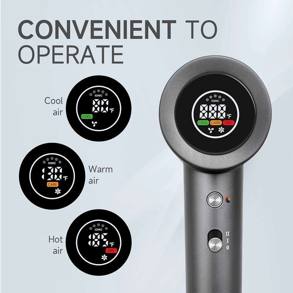 Compact Hair Dryer,Faster Drying, Shinier Hair,Temperature, LED Display, 110000RPM/MIN, Portable, Ionic Blow Dryer
