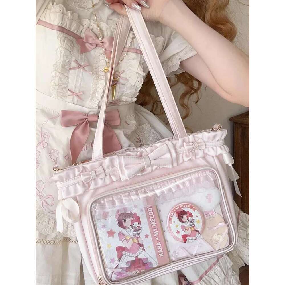 Bow Ita Bolsos Mujer Large Capacity Transparent Bag Lolita Tote Sac Femme Shoulder Bags for Woman Underarm Bolso