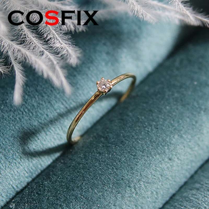 18K White Gold Plated Ring for Women 0.2ct Test Past D Moissanite Diamond Solitaire Ring Wedding Band Engagement Bridal