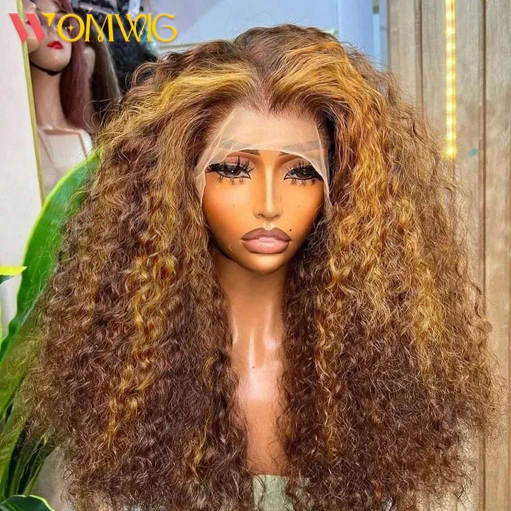 13x6 13x4 Deep Wave HD Frontal Highlight Invisible Strap 360 Full Glueless 30 Inch Lace Front Wig Human Hair