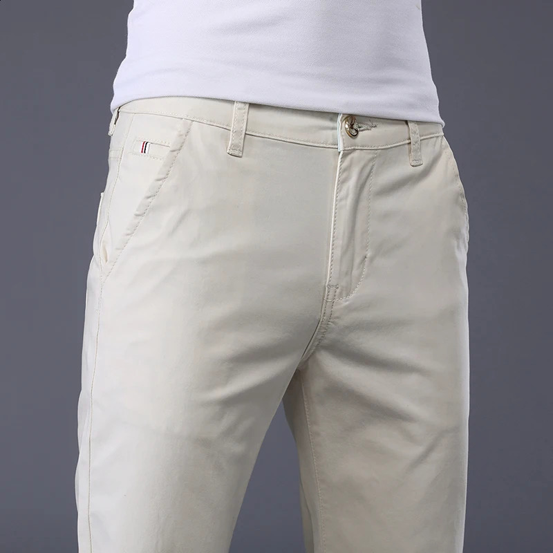 7 Colors Mens Classic Solid Color Summer Thin Casual Pants Business Fashion Stretch Cotton Slim Trousers Male 250519