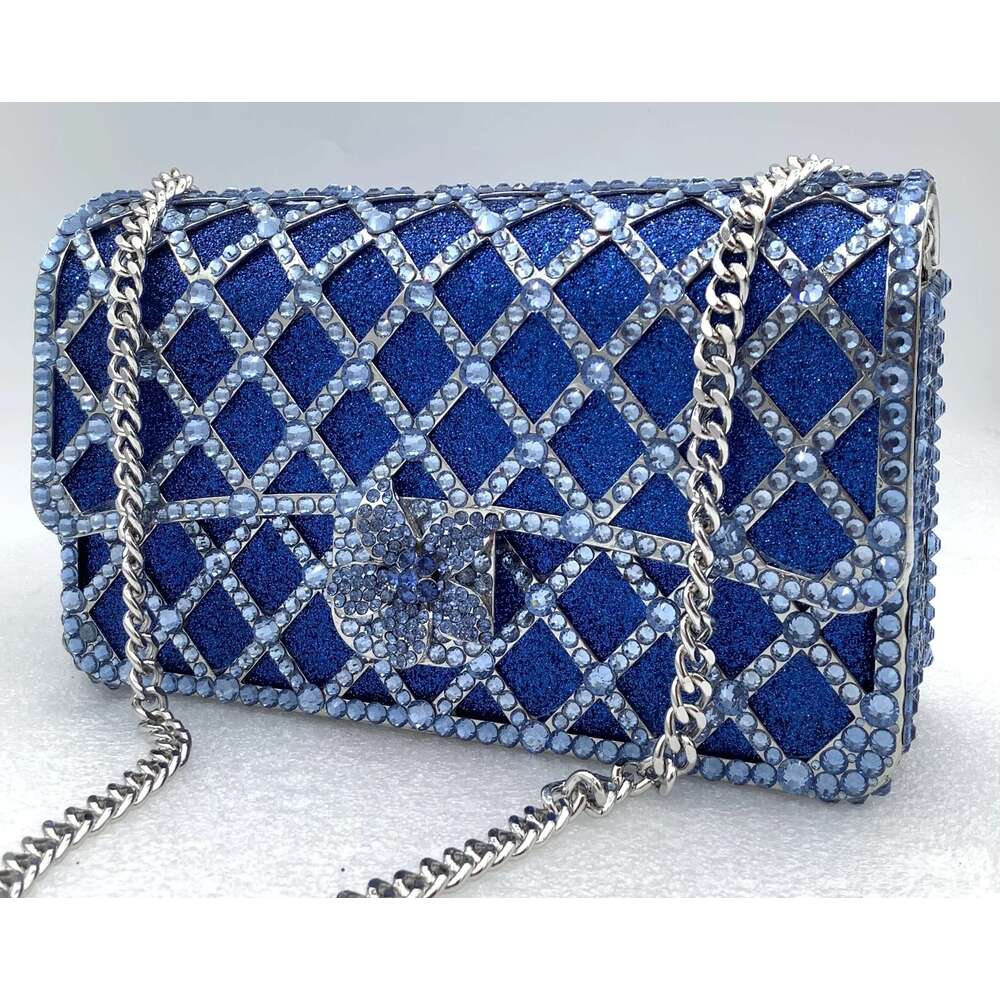 XIYUAN Women Orange/Blue/Sier/Green Jewels Long Chain Messenger Bags Party Dias Handbags Gems Shoulder Bag Wedding